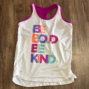 Athleta White Tank Top with Multicolor "Be Bold Be Kind" Graphic